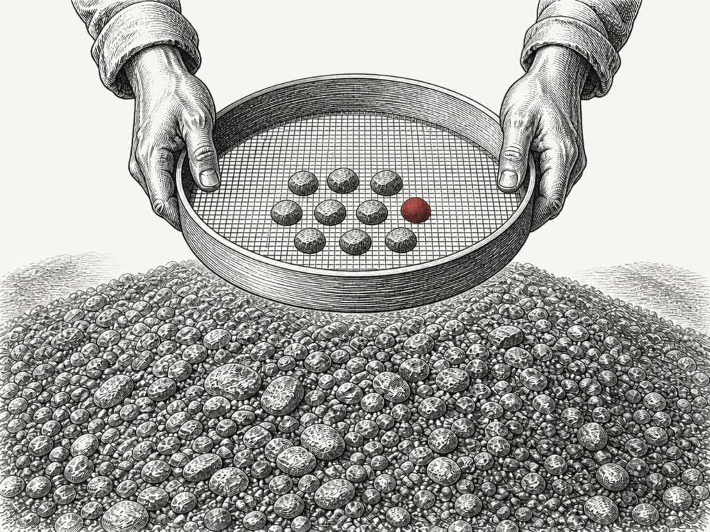 a fine sieve over a mountain of gravel still comes up mostly gravel